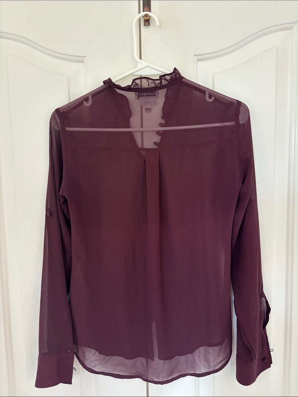 Express Sheer Button Front Sheet Blouse - Picture 4 of 4